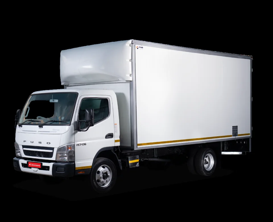 White FUSO Canter light commercial truck fitted with a box body